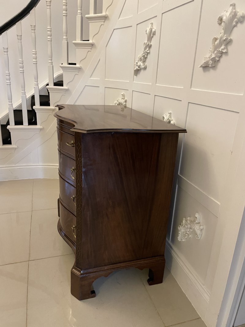 Antique Edwardian Quality Figured Mahogany Serpentine Chest of Drawers - Image 8